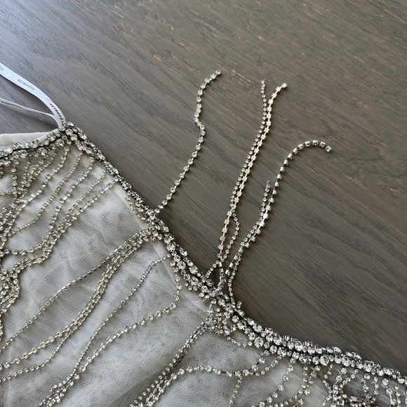 Retrofete IRINA White Crystal Rhinestone Embellished Maxi Dress - Size SMALL - Picture 7 of 15